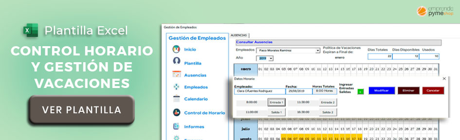 Plantilla para el Control del Horario Laboral y Gestión de Vacaciones y  Ausencias